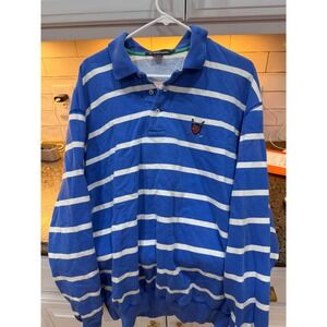 Vtg Polo Ralph Lauren Mens striped  Crest Long Sleeve Polo Shirt xl rugby